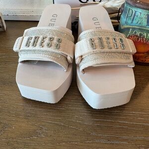 Guess Cream Platform Sandals